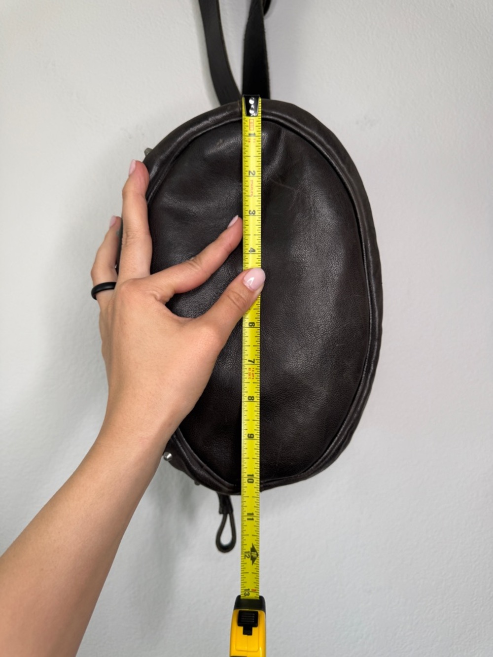 A.S.98 Studded Leather Bucket Bag Gray Brown Distressed Zipper Compartment - Picture 13 of 15
